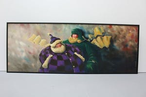Wim Heesakkers - Olieverf op doek. Titel, "Warm Friends". kopen? Bied vanaf 40!