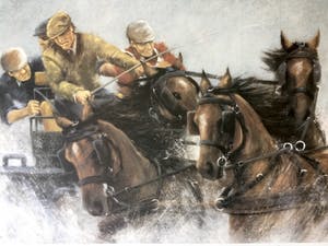 Niet of onleesbaar gesigneerd - WK Vierspannen '88. Paleis het Loo, Apeldoorn - Zeefdruk kopen? Bied vanaf 10!