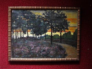 Niet of onleesbaar gesigneerd - Fraai omstr 1930 geschilderd olieverf "Boslandschap late zomeravond" gesigneerd kopen? Bied vanaf 10!