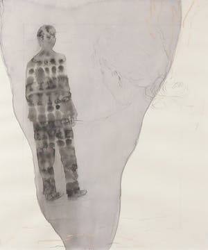 Arno Kramer - Aquarel en pastelkrijt, Compositie met figuur en vrouw - Ingelijst kopen? Bied vanaf 200!