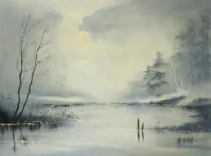 Niet of onleesbaar gesigneerd - Olieverf op doek, Winterlandschap - Ingelijst kopen? Bied vanaf 1!