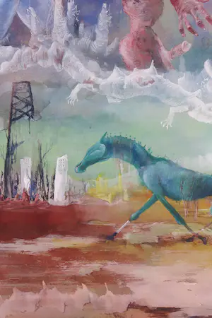 Melle Oldeboerrigter - Gouache, Landschap met paarden - Ingelijst kopen? Bied vanaf 1500!