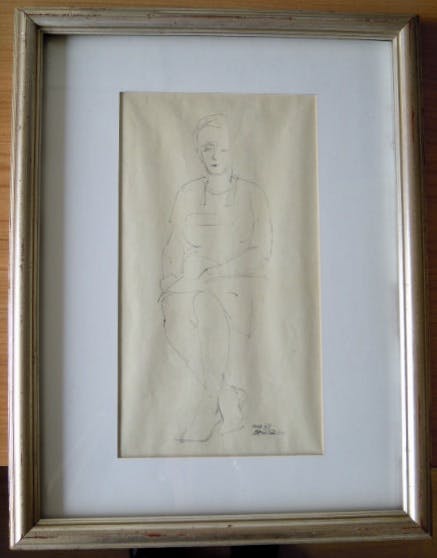 Niet of onleesbaar gesigneerd - Prachtige tekening zittende " VROUW " kopen? Bied vanaf 1!