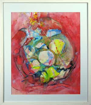 Ruud van der Beele - Gemengde techniek op papier, Z.t. Abstract - Ingelijst verkocht voor € 1!