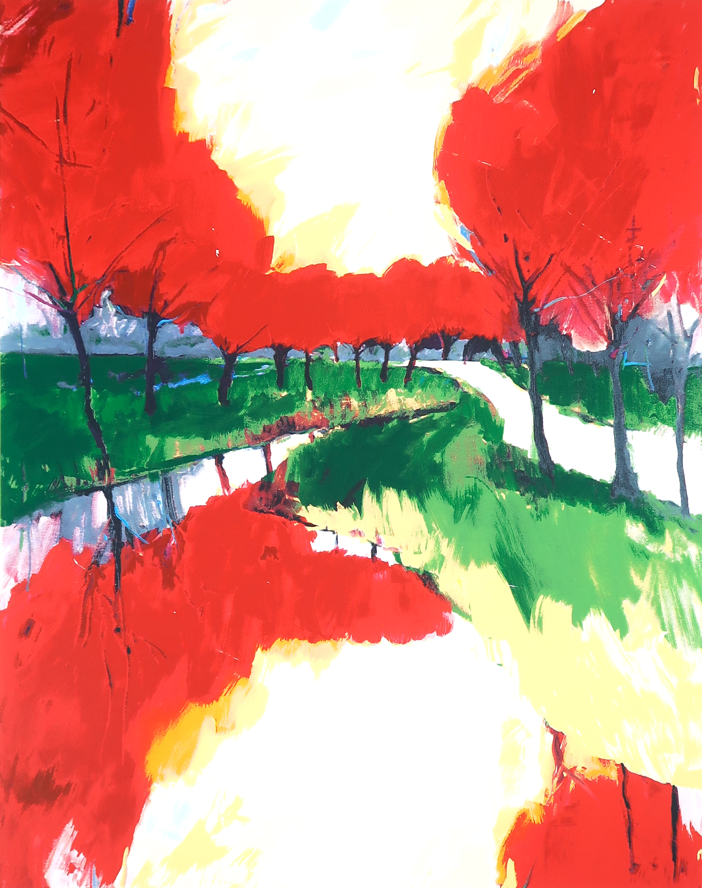 Gerda Elfring - Zeefdruk, Bomen landschap verkocht voor € 1!