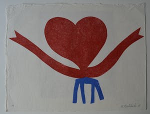 Klaas Gubbels - Hartenkan op blauwe stoel. kopen? Bied vanaf 350!