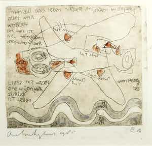 Anton Heyboer - Kleurenets, Zonder titel - Ingelijst verkocht voor € 150!