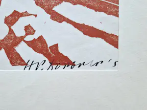 Hans Peter Doebele - Grote 1954 Houtsnede in 2 kleuren "Canasta" - beperkte oplage - gesigneerd kopen? Bied vanaf 48!