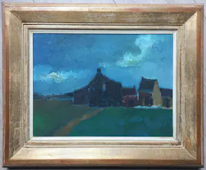 Toon Hermans - Dorp in de nacht, olieverf op doek (zeer mooi ingelijst) kopen? Bied vanaf 1695!