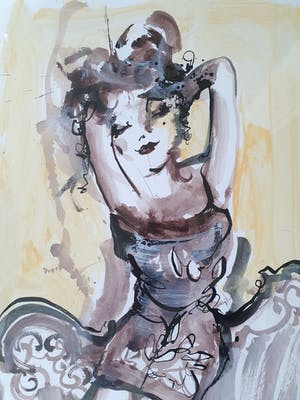 Guy Olivier - Unica 'Dame op sofa' (nieuw ingelijst!) kopen? Bied vanaf 550!