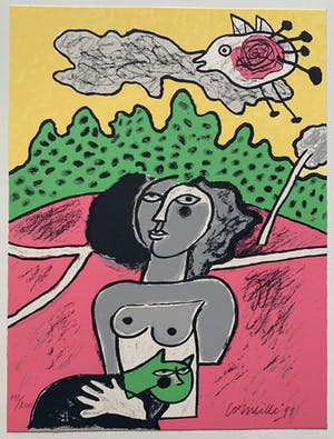 Corneille - kleurenzeefdruk - 'Toujours en route' - 1991 kopen? Bied vanaf 250!