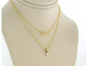 14k geelgouden collier met hanger bezet met briljant geslepen diamant 0,10ct kopen? Bied vanaf 170!