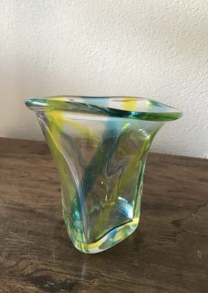 Glasfabriek Gullaskruf - Peter Kuchinke, zware glazen vaas, handgesigneerd kopen? Bied vanaf 50!