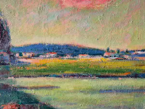 Wil van Leeuwen - Groot expressionistisch olieverf op paneel - Avond te Bretagne - 1960 - sign. kopen? Bied vanaf 69!