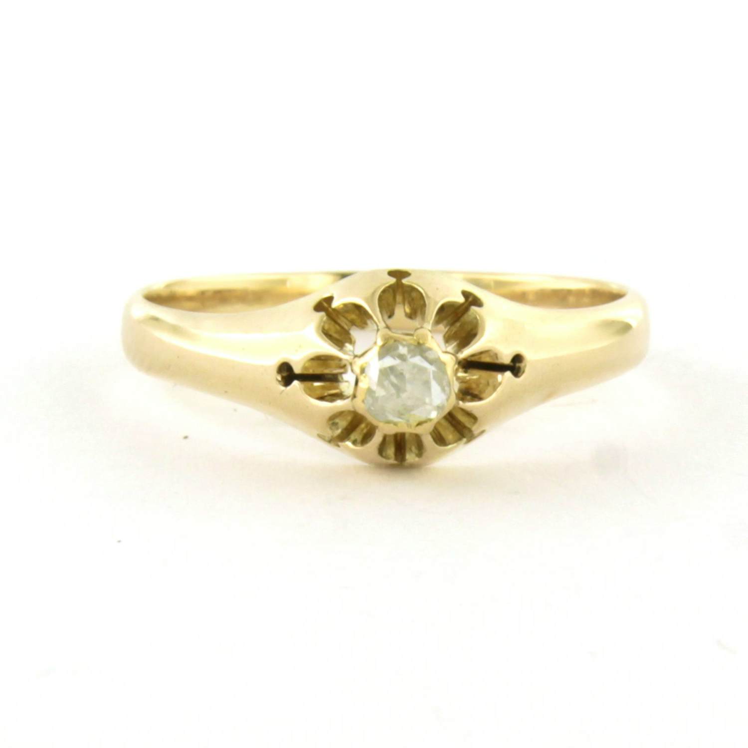 14k geelgouden ring met roos geslepen diamant tot. 0.05ct – G/H - SI kopen? Bied vanaf 240!