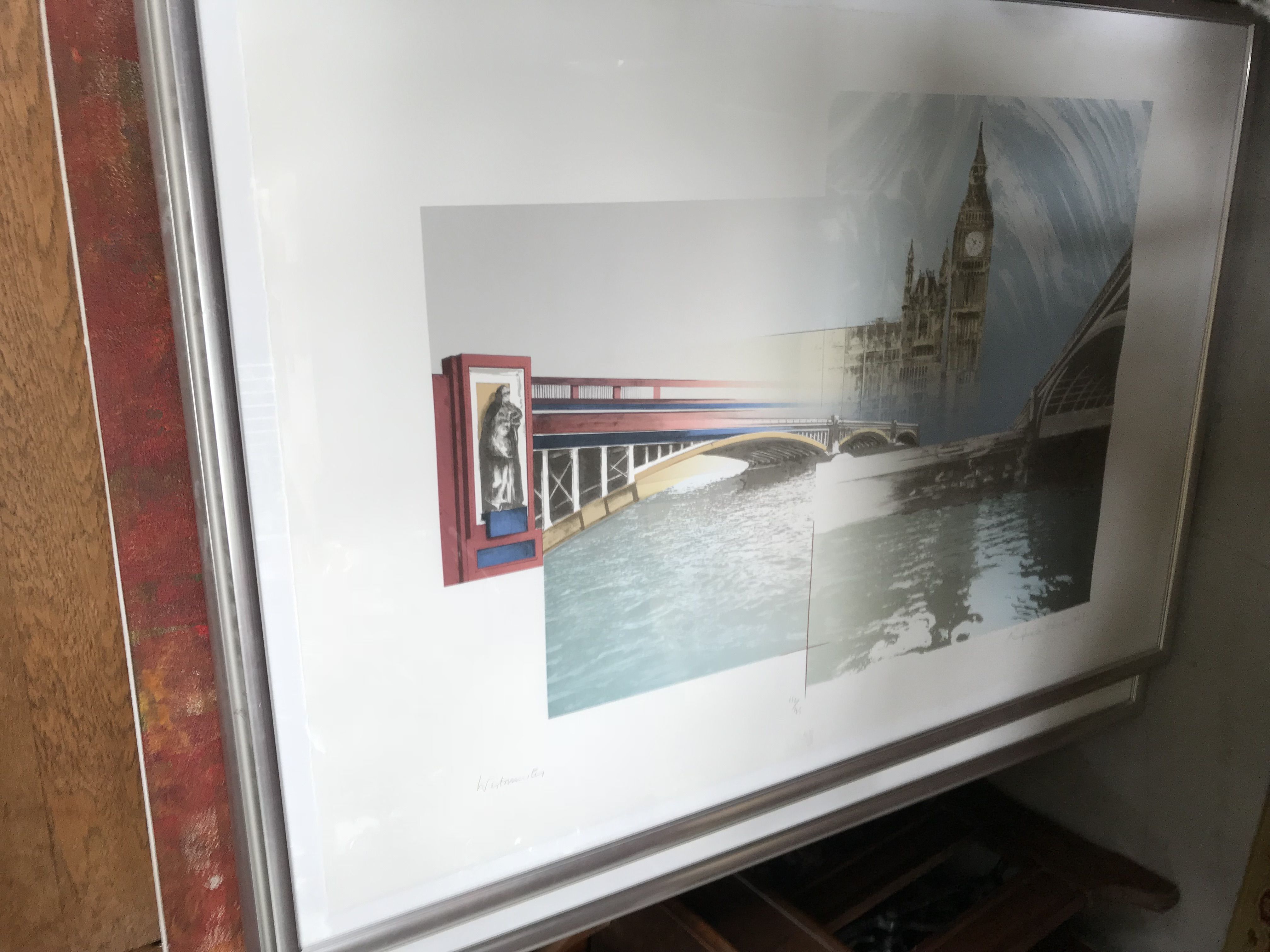 Niet of onleesbaar gesigneerd - Litho Londen Westminister, 1988, handgesigneerd kopen? Bied vanaf 1!