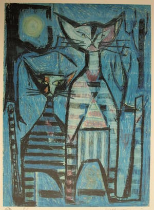 Willem H.A. Teeling - “Blauwe katten” - 1989 – nr. 2 van 50 ex. kopen? Bied vanaf 1!