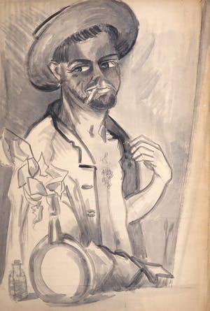 Joe Wols - Aquarel op papier, Figuur kopen? Bied vanaf 1!