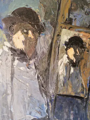Karel Frank Carwalho - Groot olieverf op doek - jaren 60 - zelfportret in atelier - gesigneerd kopen? Bied vanaf 138!
