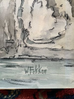 Willem Fekken - C4925-3, Bergstadje met brug over rivier kopen? Bied vanaf 100!