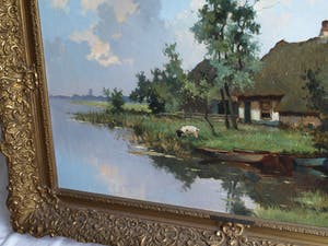 Johan Hendrik Kaemmerer - Olieverf op doek , Boerderij met geit – ingelijst , 70 x 100 cm kopen? Bied vanaf 200!