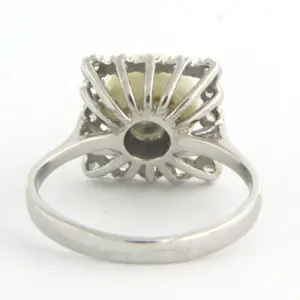 18k wit gouden ring met parel en zirkonia - ringmaat 17.25 kopen? Bied vanaf 170!