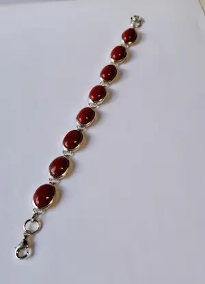 Nieuw Sterling zilveren armband gezet met bloed koraal kopen? Bied vanaf 125!