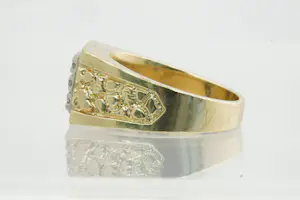 126 - Vintage 14krt geelgouden heren Carré of cluster ring met 0.30ct diamant kopen? Bied vanaf 480!