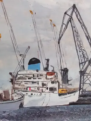 Niet of onleesbaar gesigneerd - Havenzicht met schepen aan de kade kopen? Bied vanaf 1!