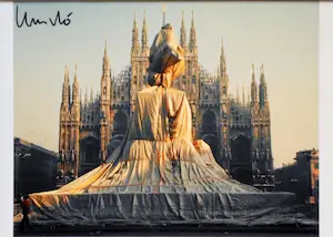 Christo - Project Wrapped Monument,Vittorio Emanuele , Milan -artcard handgesigneerd kopen? Bied vanaf 45!