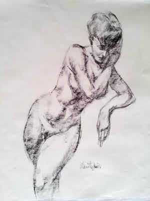 Klaas Pijlman - Naakt. Staande vrouw. verkocht voor € 35!