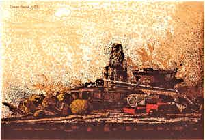 Simon Koene - Stilleven met viool en Egyptisch beeldje verkocht voor € 35!