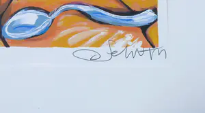 Selwyn Senatori - Zeefdruk, Koffie met opa - Ingelijst kopen? Bied vanaf 130!