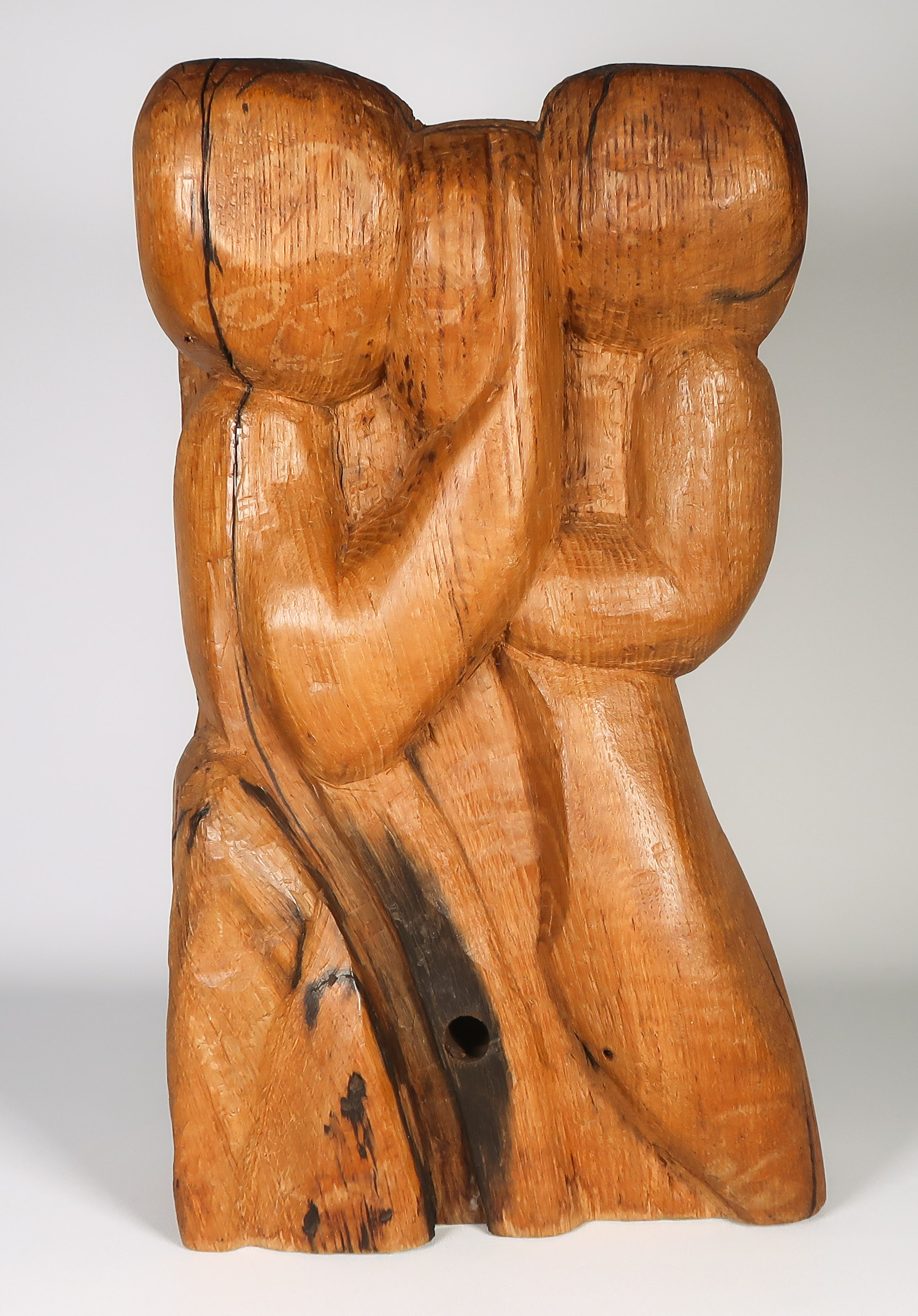 Niet of onleesbaar gesigneerd - Houten sculptuur, Tweeling kopen? Bied vanaf 1!