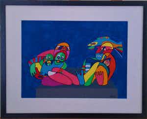 Peter Nieuwendijk - Cobrafiguratie, origineel werk, gelijst verkocht voor € 125!