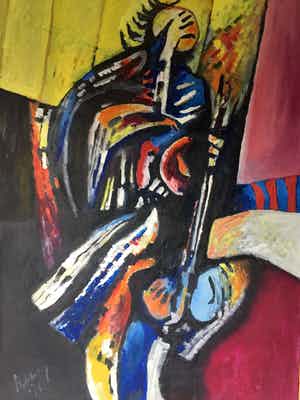 Dirkjan Ribbeling - Olieverf op Doek, Ingelijst verkocht voor € 185!