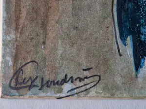 Lex Goudsmit - bijzondere gem. techniek (aqua,inkt,zand) van deze bekende acteur "voor Vonnie" kopen? Bied vanaf 50!