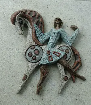 AcheterJoop Puntman - Unieke zeldzame wandplaquette - sculptuur van dansende figuur met paard? Enchérissez de 250!