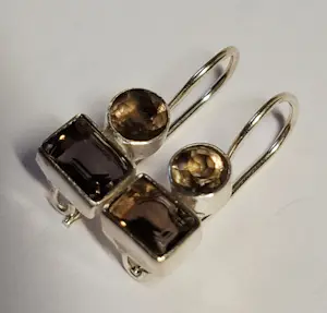 Nieuwe zilveren Oorbellen met gefacetteerde rookkwarts: kopen? Bied vanaf 60!