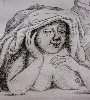 Herman Berserik - Monochrome 1976 "Ets "vrouwelijk naakt en pierrot" - uniek eigen druk exemplaar kopen? Bied vanaf 36!