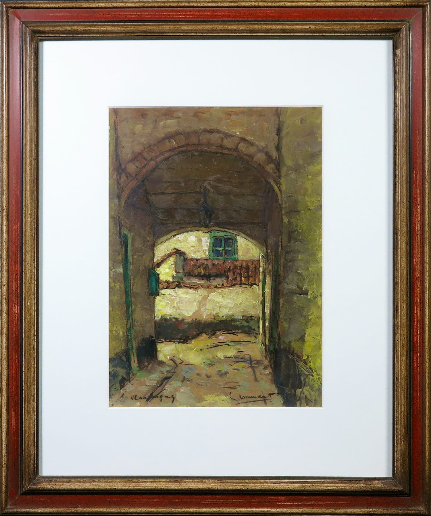 Leon Lommaert - Olieverf op paneel, Vlaaikensgang - Ingelijst verkocht voor € 35!