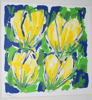 Ad van Hassel - zeefdruk gele bloemen + extra prachtig boekwerk stillevens 1870-1940 kopen? Bied vanaf 45!