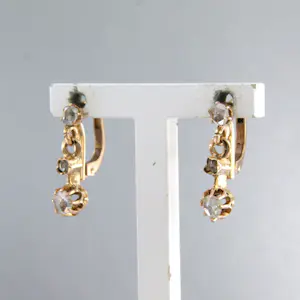 18k rosé gouden oorhangers met roos geslepen diamant tot. 0,10ct – G/H - SI kopen? Bied vanaf 320!