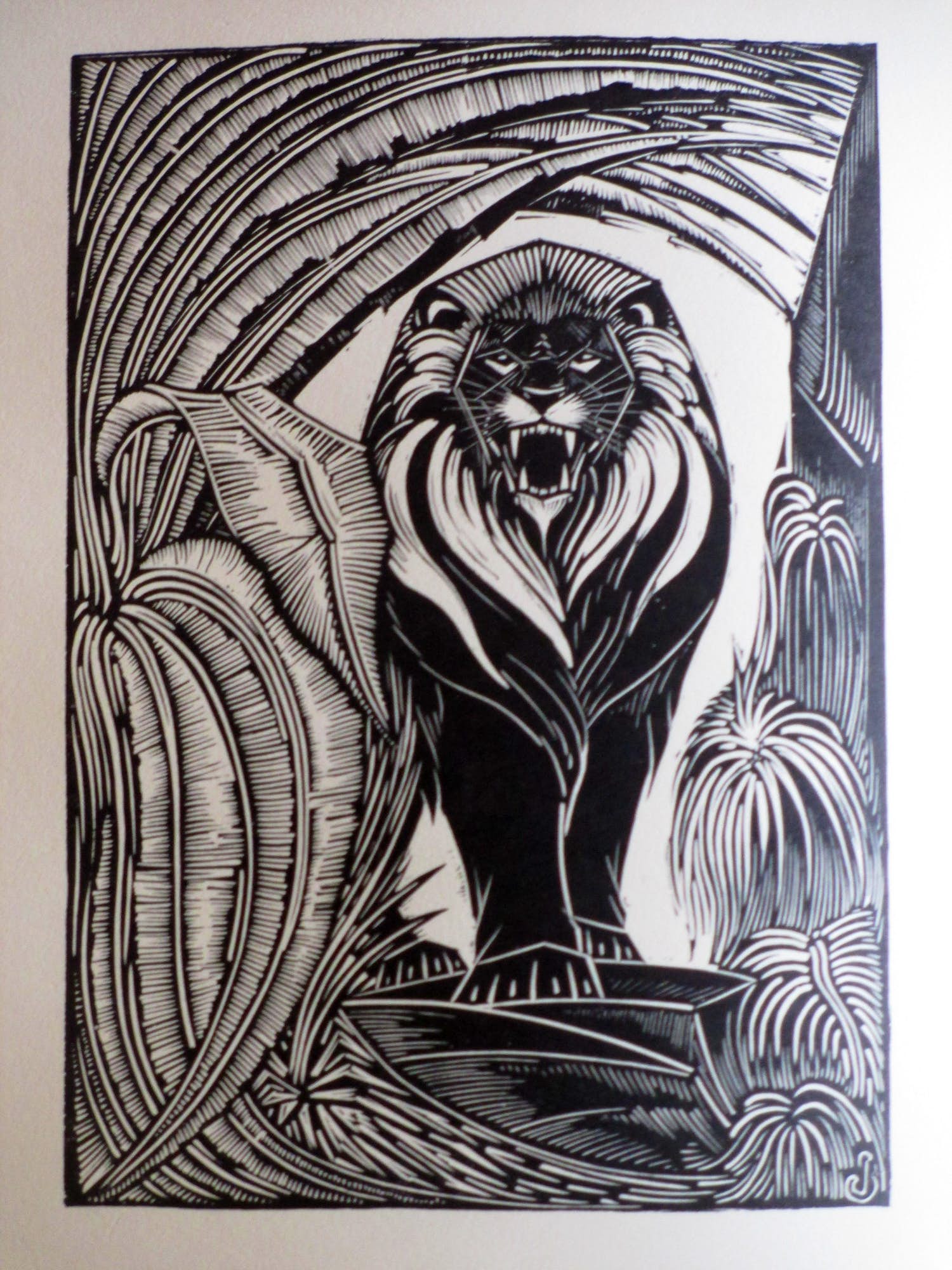 Jan Schonk - Koning Leeuw - Houtsnede verkocht voor € 25!