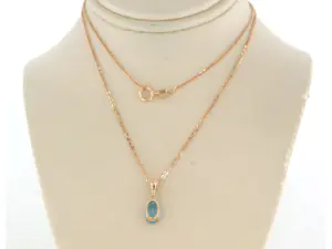 14k rosé gouden collier met hanger bezet met topaas - 45 cm kopen? Bied vanaf 130!