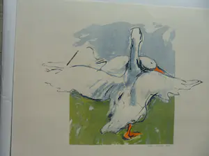 Ellen Meuwese - zeefdruk - 'Ganzen' kopen? Bied vanaf 30!