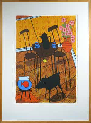 Peter Bastiaanssen - Zeefdruk, Dog Life - Ingelijst (Groot) verkocht voor € 70!