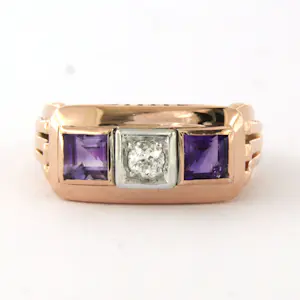 14k gouden ring bezet met amethist en  diamant - rm 18(57) kaufen? Bieten Sie von 700!