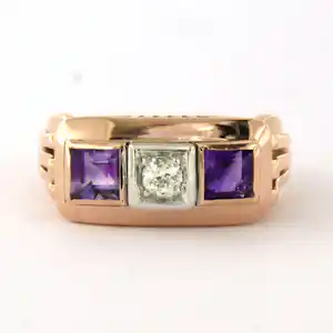 14k gouden ring bezet met amethist en  diamant - rm 18(57) kaufen? Bieten Sie von 700!