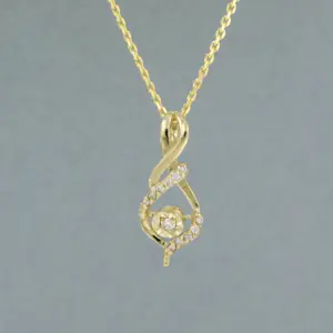 14k geelgouden collier en hanger bezet met briljant geslepen diamant tot. 0,07ct kopen? Bied vanaf 260!